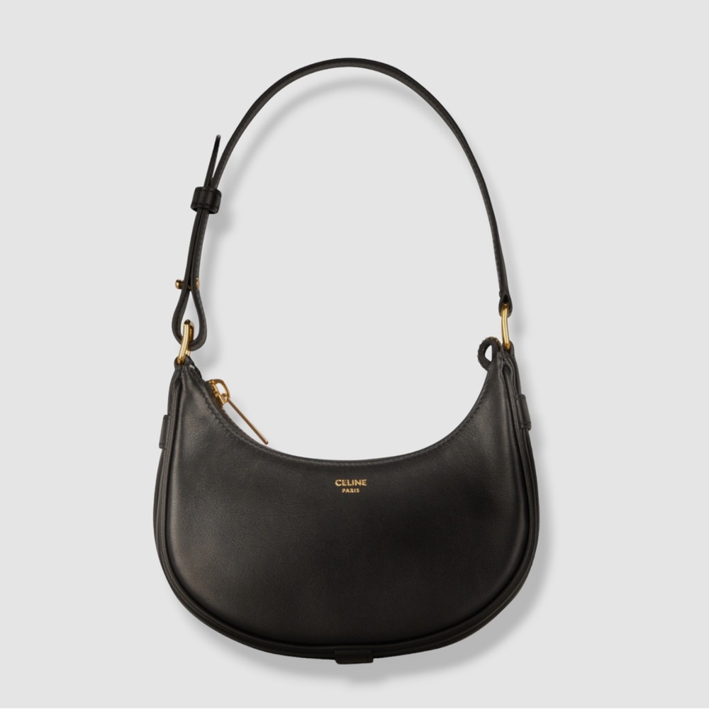 Celine Women's Black Leather Ava Adjustable Strap Shoulder Purse Bag